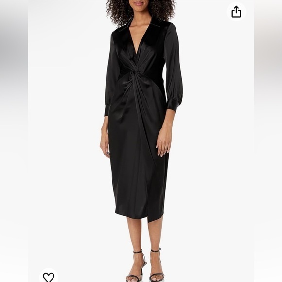 Theory Women's Twist Midi Dress in Black Size 0 - Picture 1 of 8